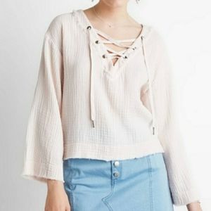 Cloth & Stone- Lace-up Pink Sweater